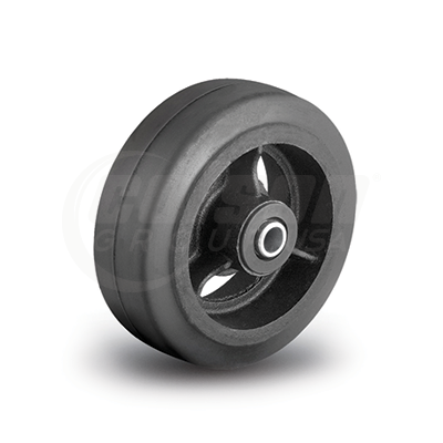 04UY03 10" x 2" Rubber on Cast Iron Wheel with Bearing 